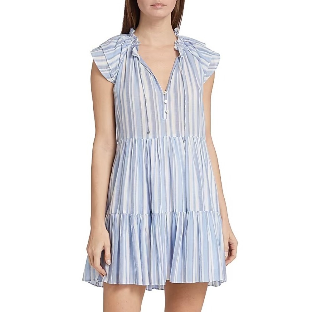 Veronica Beard Zee Striped Cotton Blue White Mini Dress